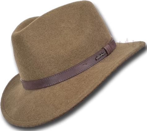 Oztrala Australian Wool Fur Felt Hat Outback Vintage Fedora Men Leather Band Cowboy Hw01 A