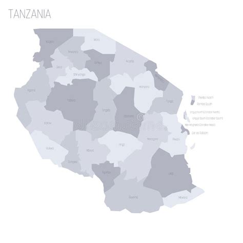 坦桑尼亚行政区划政治地图 向量例证 插画 包括有 国家 区域 影子 宗主 自动机 实体 详细 281935749