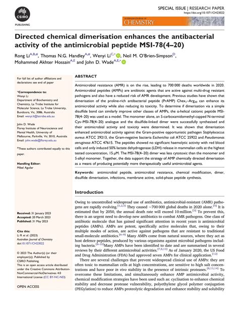 (PDF) Directed chemical dimerisation enhances the antibacterial ...