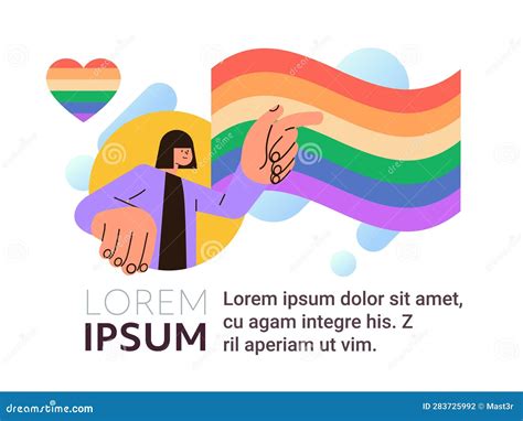 Woman Pointing At Lgbt Rainbow Flag Gay Lesbian Love Parade Pride Festival Transgender Love