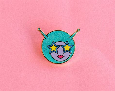 Alien Girl Enamel Pin Space Babe Lapel Pin Star Sunglasses Glitter Gifts Under Sci Fi Cute