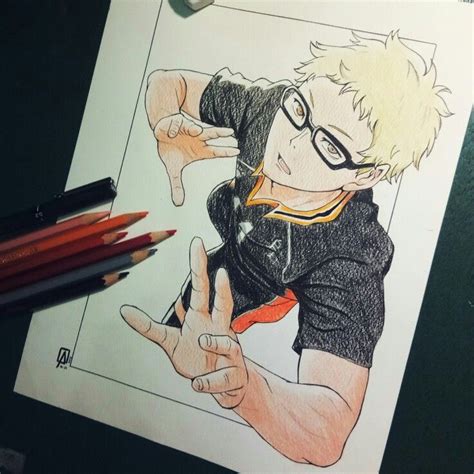 Tsukishima Kei Haikyuu Ig Aaronogrimina Volleyball Anime Art