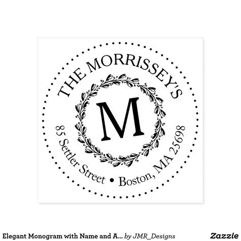 Elegant Monogram With Name And Address Self Inking Stamp Zazzle