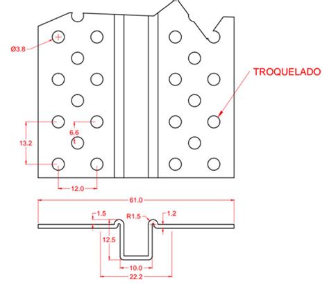 Perfil para drywall dilatación en U de 1 2 y 8