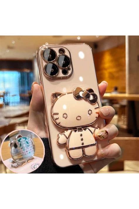 Xiaomi Redmi Note 12 Pro İçin Hello Kitty Standlı Kenarları Gold