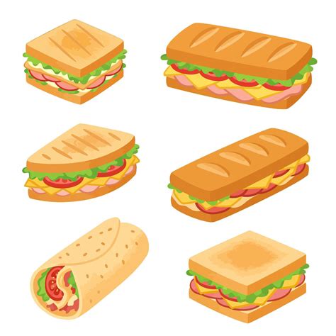 Delicious Sandwiches Wraps Food Illustration 62848228 Vector Art at
