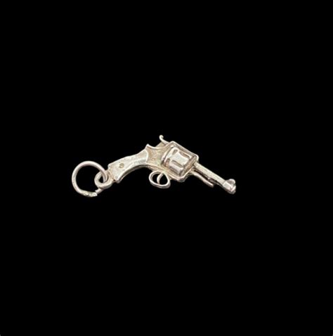 Vintage Sterling Silver Gun Revolver Pistol Charm For Gem