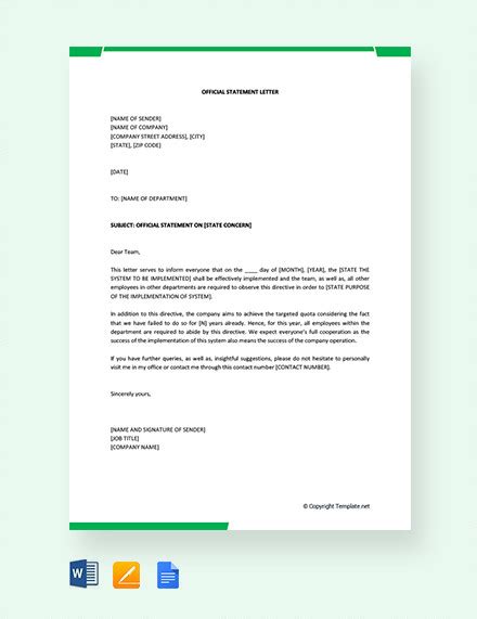 Official Statement Letter Examples Format How To Write Pdf