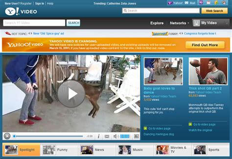yahoo video  delete user content  march  tube trends