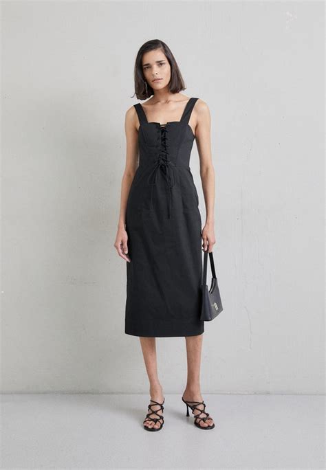 Rokh Side Pleats Detailed Dress Cocktailkjole Black Svart Zalando No