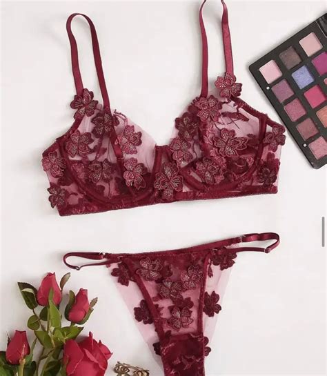 Burgundy Lingerie Set Embroidered Walmart