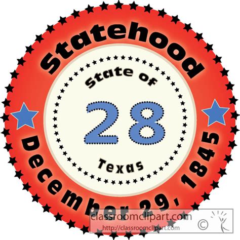 Texas 28statehoodtexas1845 Classroom Clipart