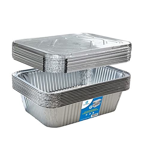 Diplastible Oblong Disposable Aluminum Pans with Lids - 20 Pack - 8.5 x