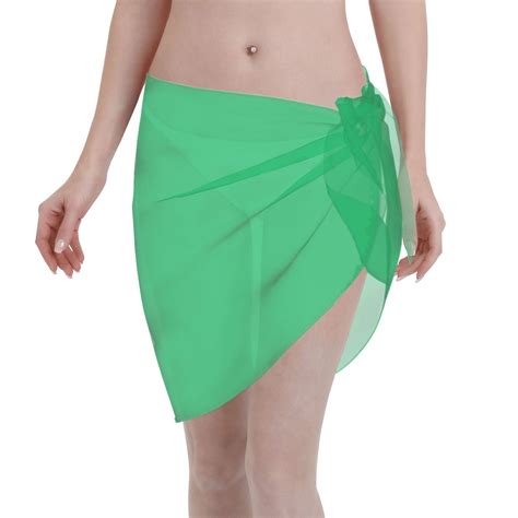 Coaee Forestgreen Women S Short Sarongs Beach Wrap Sheer Bikini Wraps Chiffon Cover Ups For