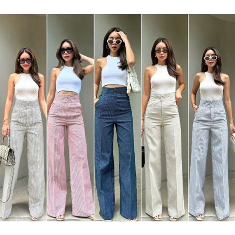 Super So Hot buttons กางเกงเอวสง กางเกงทรงกระบอก กางเกงยนสขากระบอก ยนส รนสดปงในพศ น