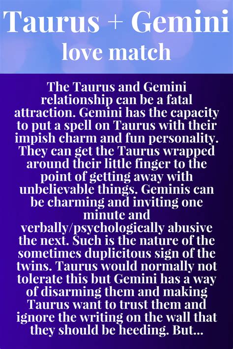 Taurus and Gemini Relationship Compatibility Love Match # ...