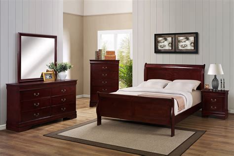 Cherry Queen Sleigh Bedroom Set My Furniture Place