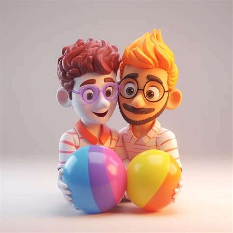 Premium AI Image Pareja De Hombres Amigos Pride Pareja Diversidad Gay Animation Cartoon 3d