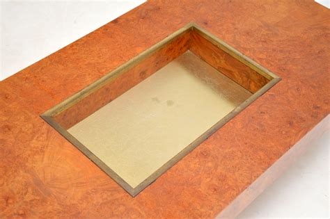 1970s Vintage Italian Walnut And Brass Coffee Table For Sale At 1stdibs