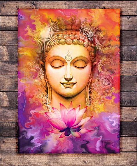 Colourful Buddha Meditationyoga Lotus Yoga Zen Canvas Print Etsy In