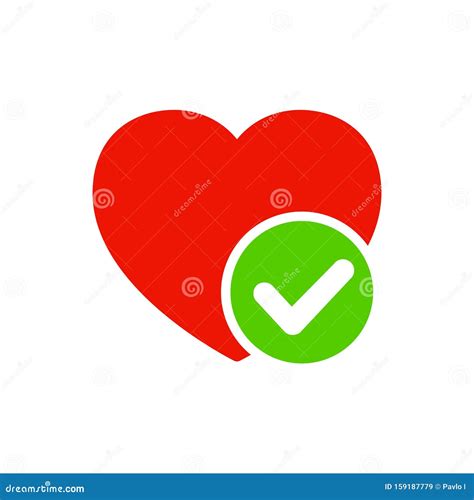 Hearts With Check Mark Icon Vector Stock Illustration Illustration