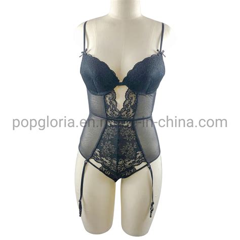 Womens Sexy Bodysuit With Padded Inside High Quality Lace And Mesh China Lingerie Set And