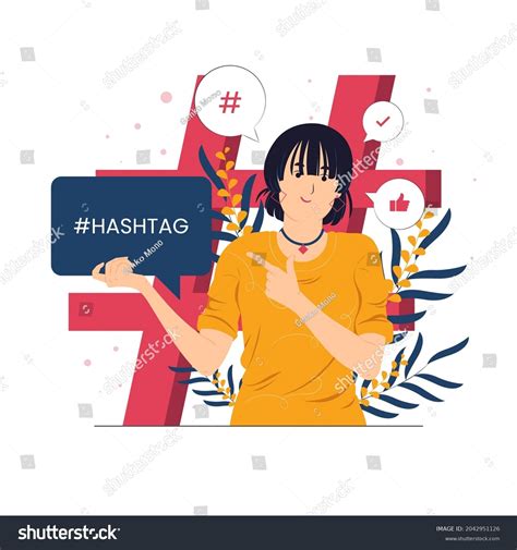 Girl Pointing Hashtag Social Media Influencer Stock Vector (Royalty