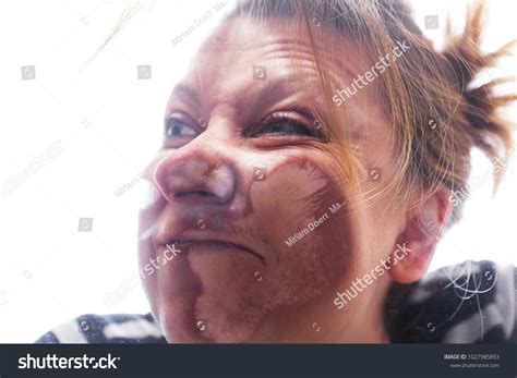 Funny Blonde Woman Smashed Against Pane Stock Photo 1027985893 Shutterstock
