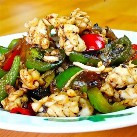 Stir Fried Squid With Black Bean Sauce Chinese Recipe