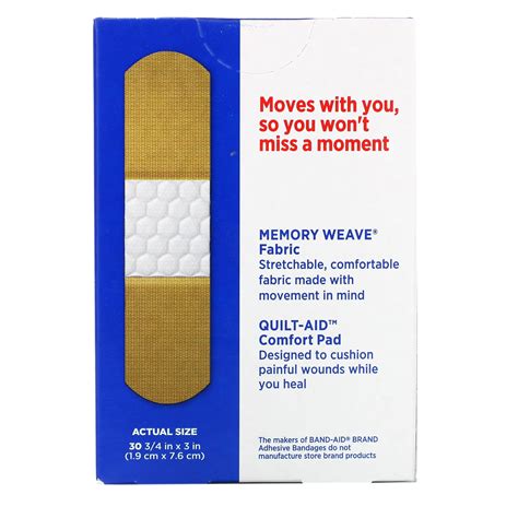 Band Aid, Adhesive Bandages, Flexible Fabric, 30 Bandages