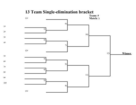 Printable 13 Team Single Elimination Bracket In Pdf Printerfriendly