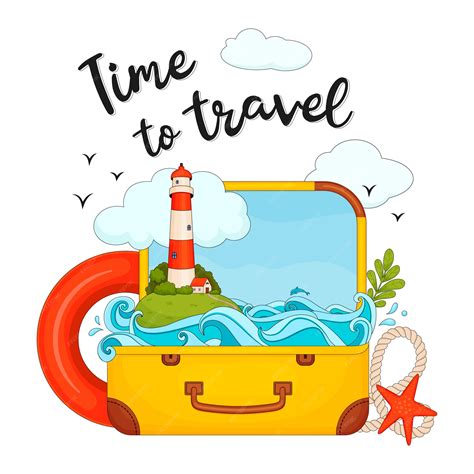Время путешествовать. Иллюстрация на белом фоне. | Премиум векторы