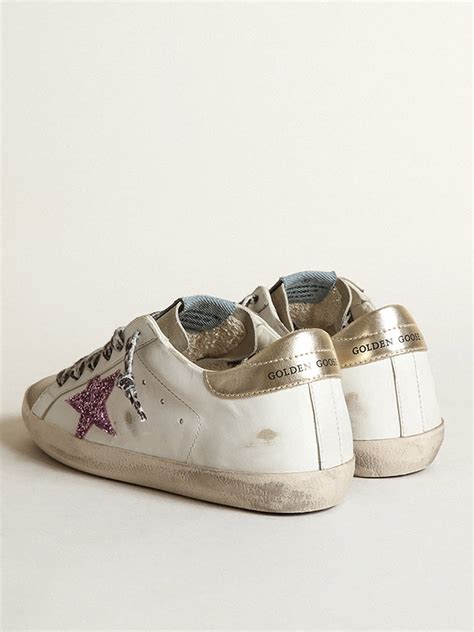 Super Star Sneakers With Glitter And Gold Heel Tab Golden Goose