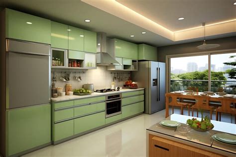 Premium Photo | Small Kitchen Space Interior Design 3D Rendering