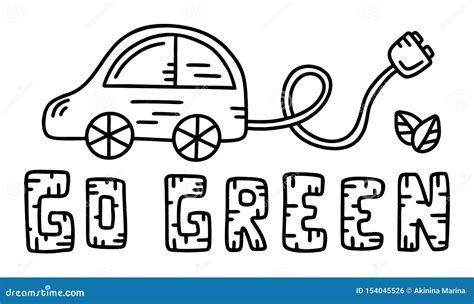 Electric Car Doodle Stock Vector Illustration Of Automobile