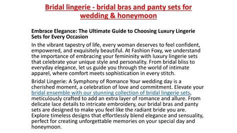 Ppt Bridal Lingerie Bridal Bras And Panty Sets For Wedding Honeymoon Powerpoint