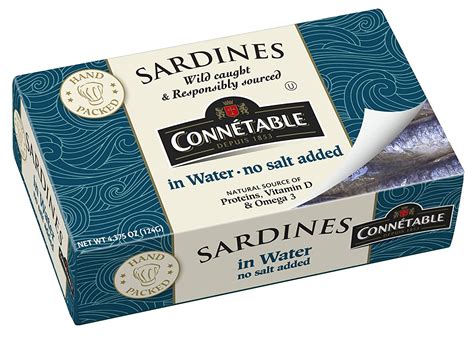 Sardines | Connetable | Sardines in Water | No salt added | 4.375 Ounce ...