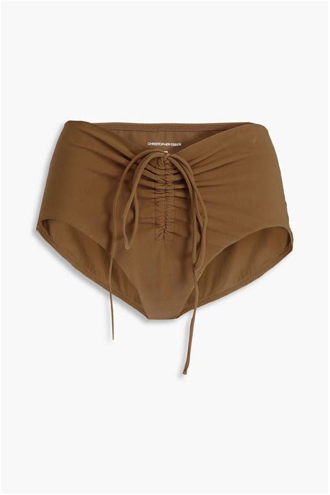 CHRISTOPHER ESBER Ruched High Rise Bikini Briefs THE OUTNET