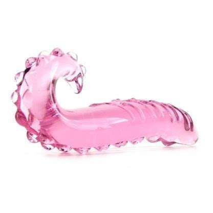 Waterproof G Spot Curved Textured Glass Dildo Temperature Play Oral Tongue Nubs Sex Toy For