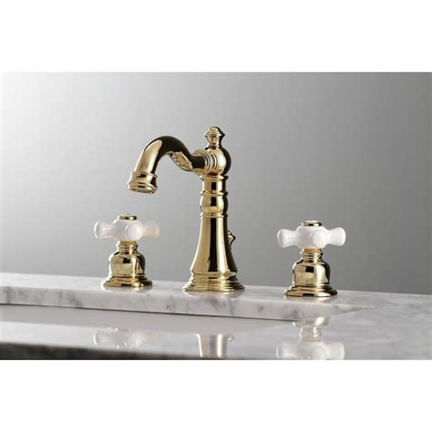 Kingston Brass American Classic Polished Brass Widespread 2 Handle Bathroom Sink Faucet With