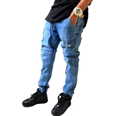 Calça Jeans Jogger Masculino Em Sarja Slim Fit Lançamento C Punho