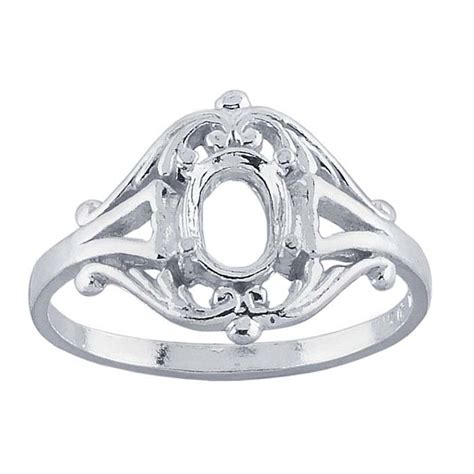Sterling Silver 6 X 4mm Oval Ring Mounting
