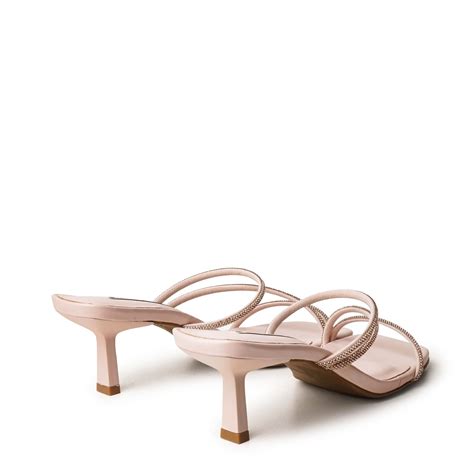 Tamanco Nude Baby Salto Taça Baixo Enfeite Mini Cristais Rosa