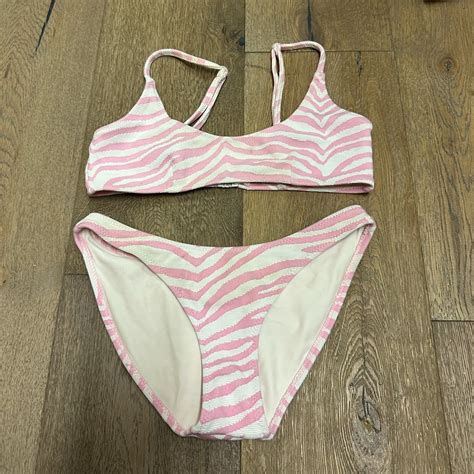 This Is A Pink Stripped Tiger Print Bikini From Trian Gem