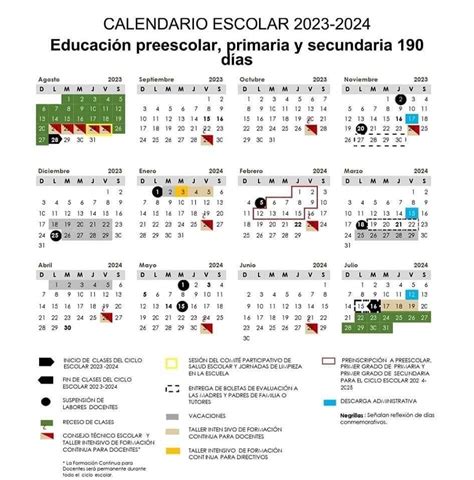 Difunden calendarios del ciclo escolar 2023 2024 habrá 16 días de