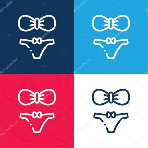 Bikini Azul Y Rojo Conjunto De Iconos M Nimo De Cuatro Colores