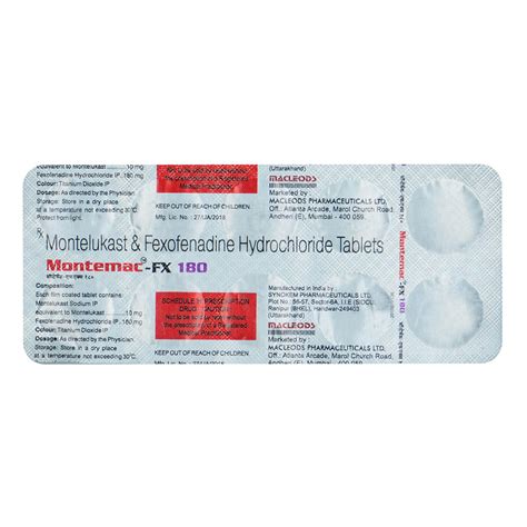 Montemac-FX 180 Tablet | Uses, Side Effects, Price | Apollo Pharmacy