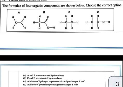 The Formulae Of Four Organic Compounds Are Shown Below Choose The Correc