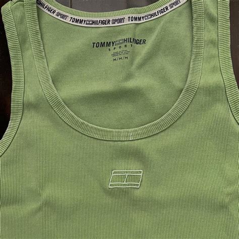 Tommy Hilfiger Womens Green Crop Top Depop