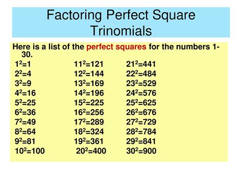 Factoring Perfect Square Trinomials Ppt Download